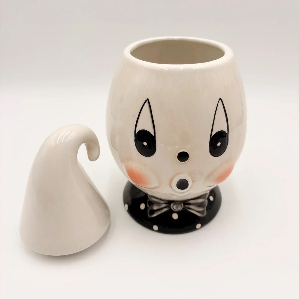 Johanna Parker Vintage Style Ceramic Gus Ghost Canister Halloween Decor   Retro